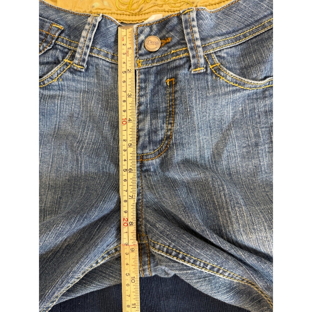 Retro Dereon Jeans 9/10 Blue Bootcut Embroidered Pocket Y2K McBling Denim Pants - Picture 6 of 13